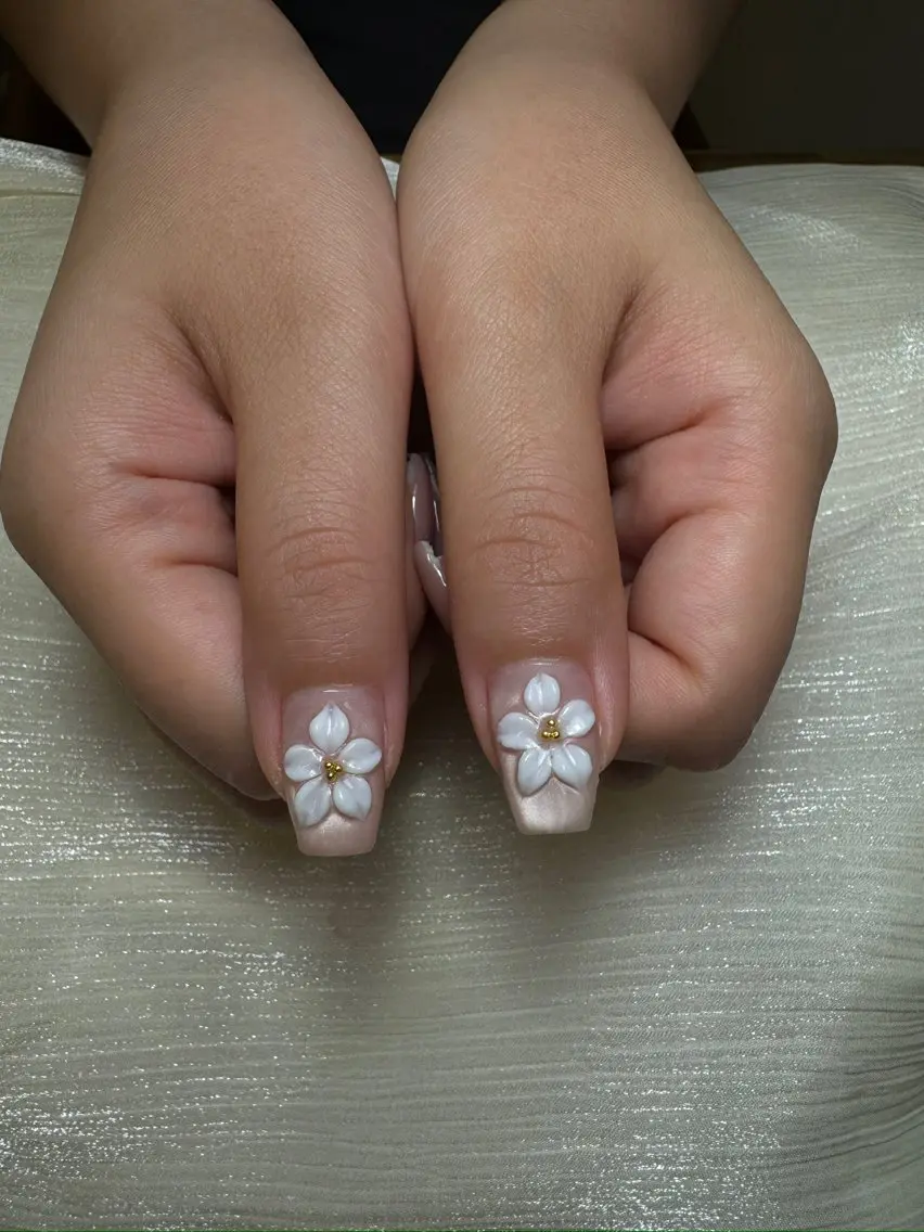 ネイル ハンドネイル ユリ🎀長さだし/ パラジェル/持ち込みのネイルデザイン