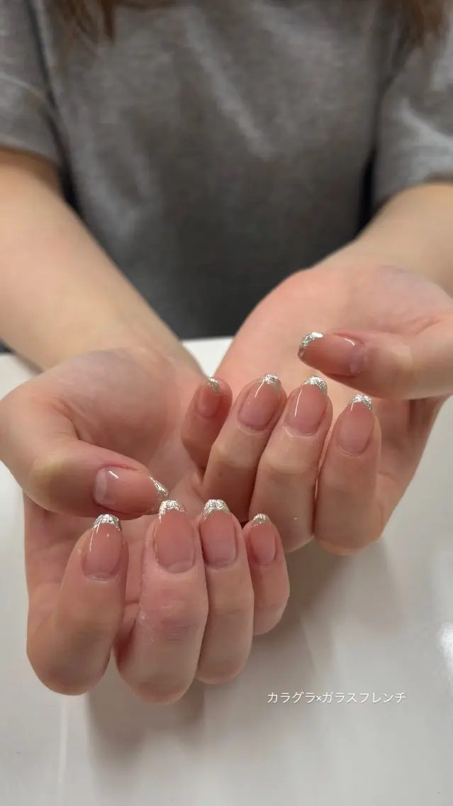 ネイル フレンチネイル ガラスフレンチ グラデーション bs-nail Aiのネイルデザイン