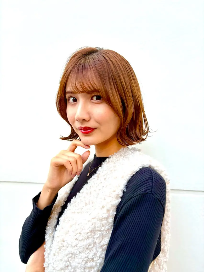 ミディアム ボブ 韓国風ヘア カット トリートメント すぐ巻ける縮毛矯正 🍀勝倉　麗のヘアスタイル