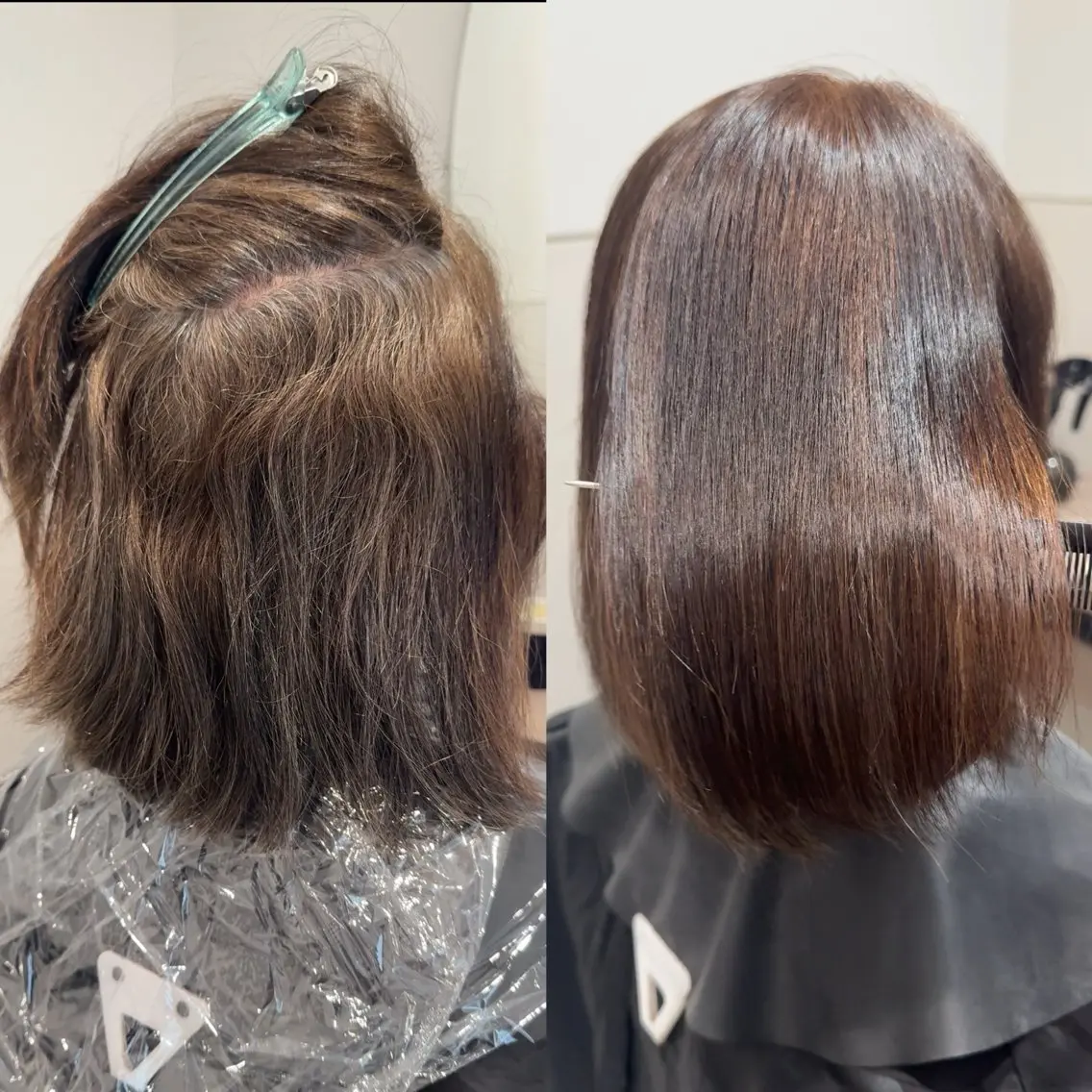 ショート くせ毛 カット ヘアカラー 縮毛矯正 トリートメント 癖毛悩み大革命✨ 驚きの美髪に変化✨のヘアスタイル