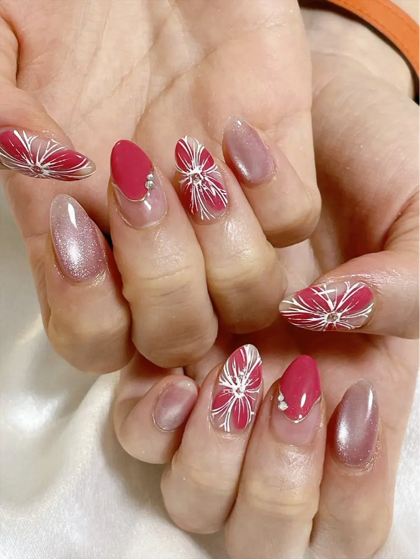 ネイル オーロラネイル フットネイル フレンチネイル ジェルネイル マグネットネイル ハンドネイル kiki nail たまプラーザのネイルデザイン