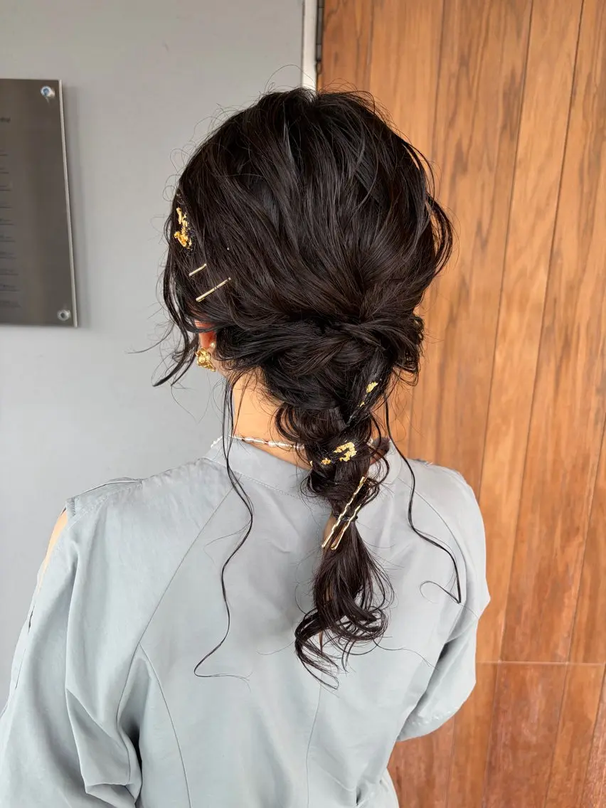 セミロング パーマ ヘアアレンジ ショートボブ セミロングパーマ ボブ 顔周りカット 韓国風ヘア ヘアセット fulam － KAEDEのヘアスタイル