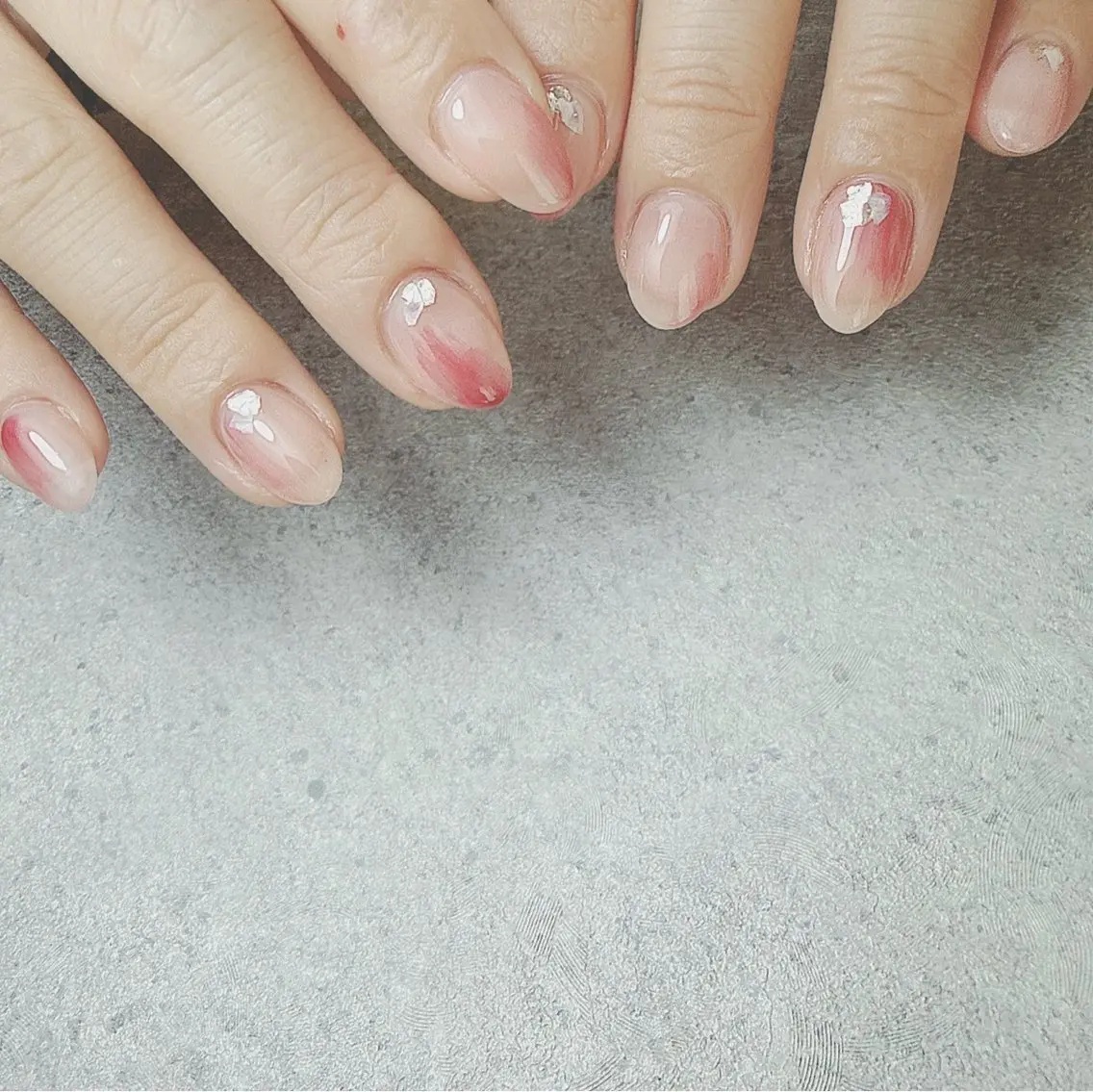 ネイル チークネイル ニュアンスネイル ピンク ハンドネイル 大村 紬華のネイルデザイン