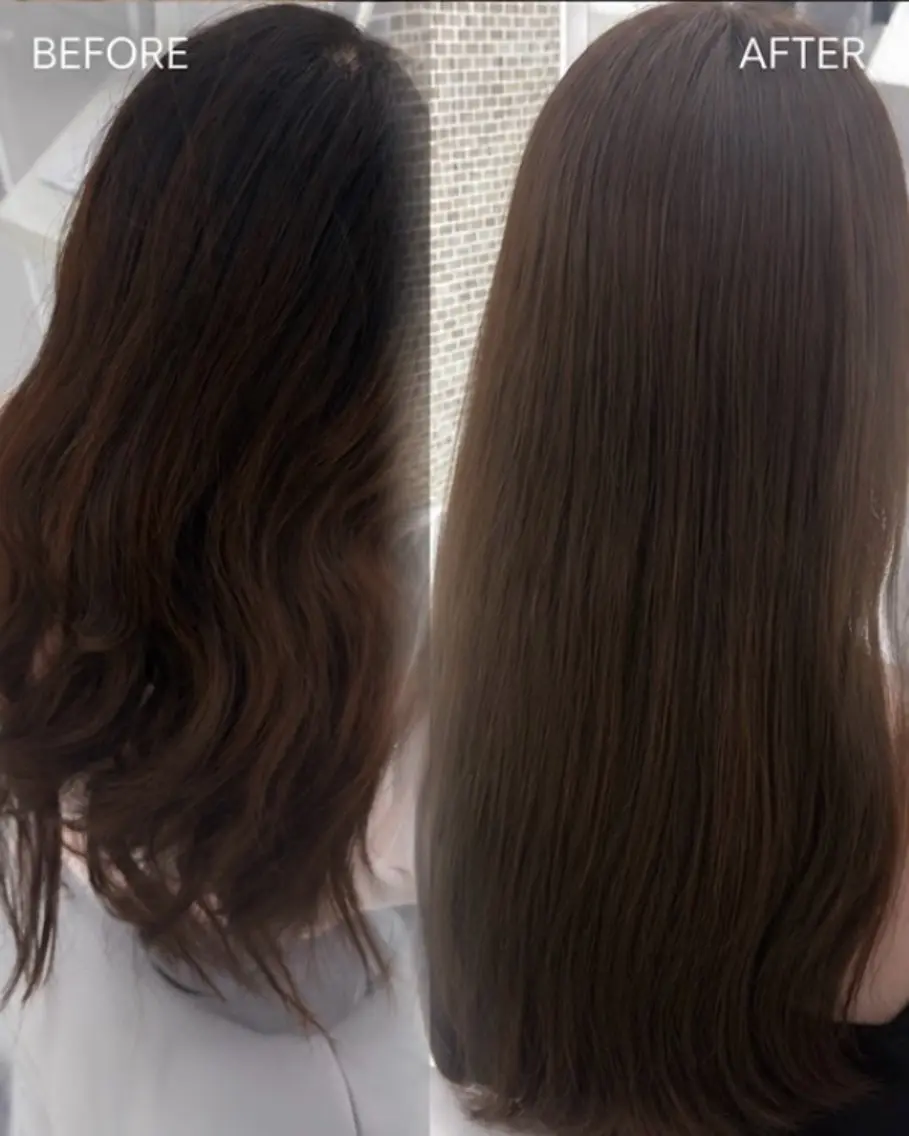 ロング カラー ヘアカラー 赤み消し艶カラー🩵 前髪顔周り あやなのヘアスタイル