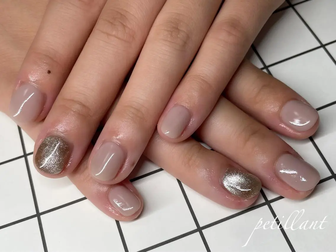 ネイル 長さ出し ロングネイル マグネットネイル nail salon petillantのネイルデザイン