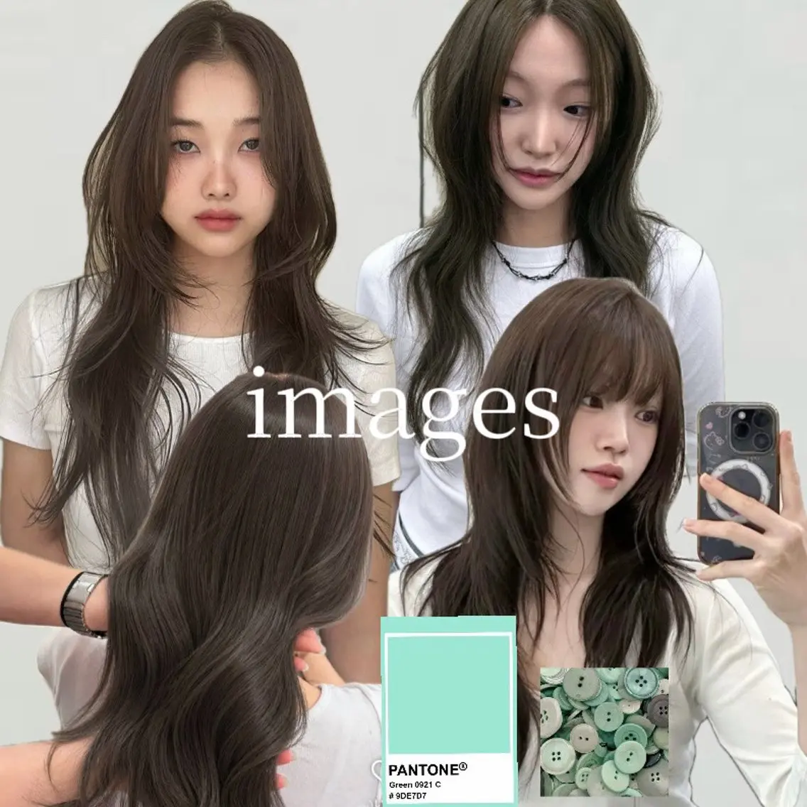 ロング カラー ベージュカラー ミント ミントベージュ ハッシュカット yu-kaハッシュ カット/ウルフカットのヘアスタイル