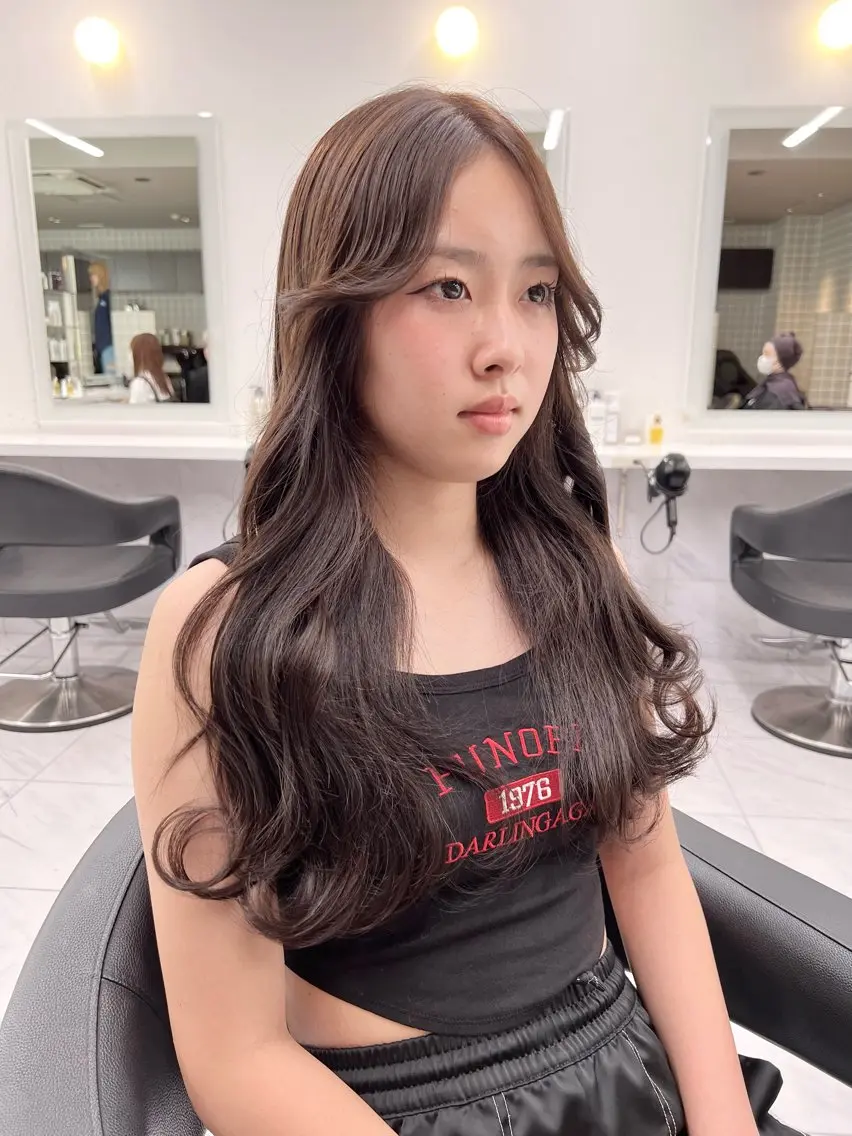 ロング カラー パーマ ヘアアレンジ メンズ キッズ 上品＆韓国風 🥀海心🥀のヘアスタイル