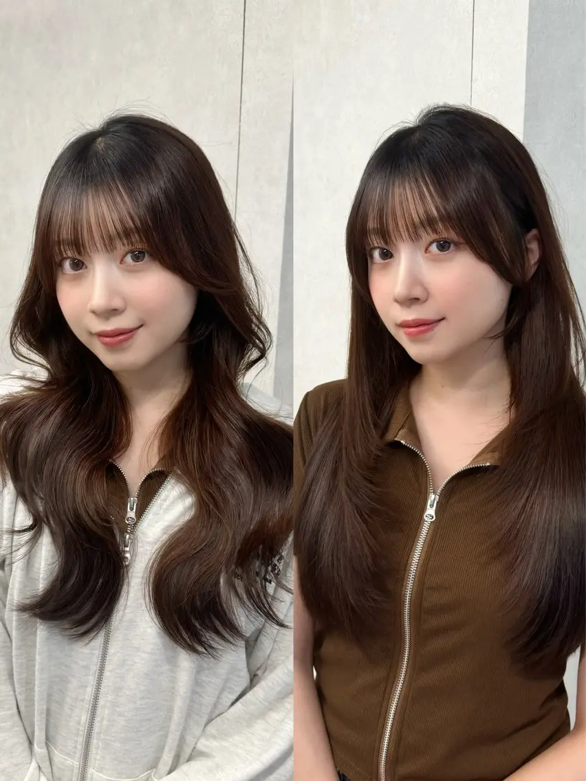 ロング 韓国風ヘア 似合わせカット カット ヘアカラー 銀座／前髪顔周り/ 透明感カラー/danのヘアスタイル