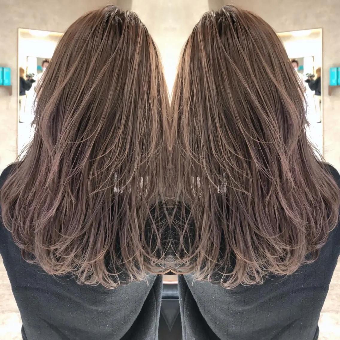 セミロング カラー グレージュ ハイライトカラー ハイライト レイヤーカット カット ヘアカラー トリートメント RIENSリエンス ✂️木村康二✂️のヘアスタイル