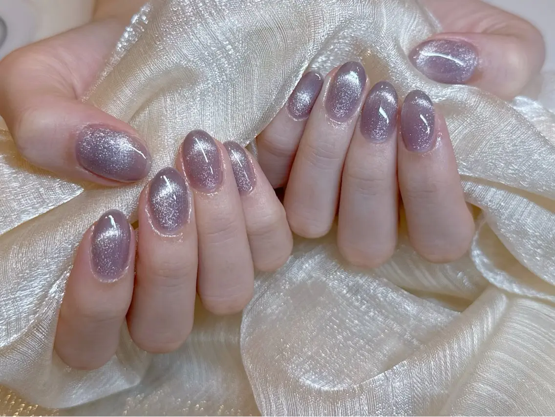 ネイル アートネイル 韓国ネイル 水色 ロングネイル マグネットネイル ハンドネイル ハンドケア NailDemure 【銀座店】のネイルデザイン
