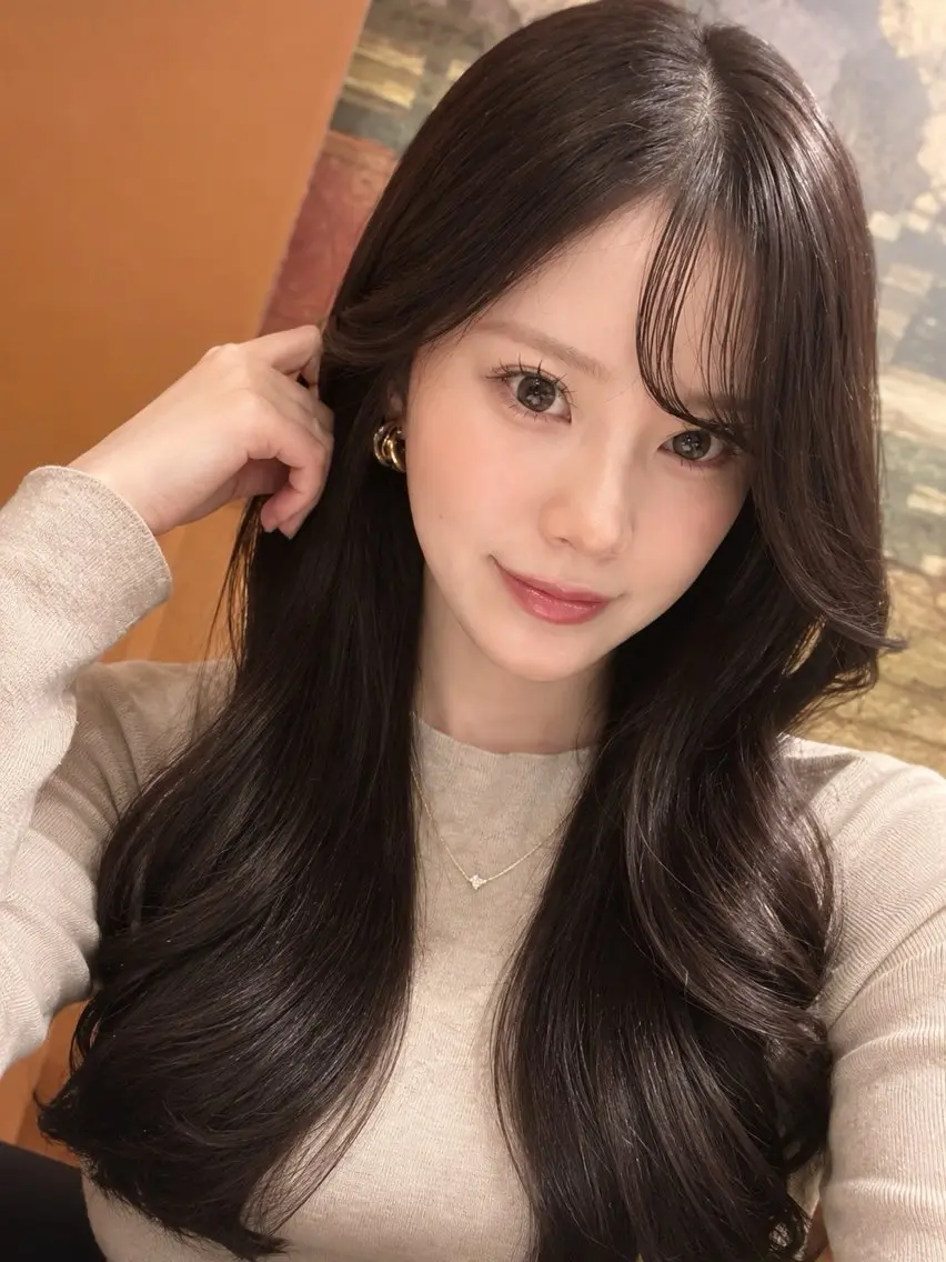 セミロング カット ヘアカラー トリートメント W_SALON 四条 ブリーチ　髪質改善のヘアスタイル