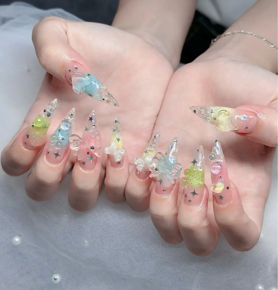ネイル ハート キラキラネイル リボン ハンドネイル キノコ H.babynailのネイルデザイン