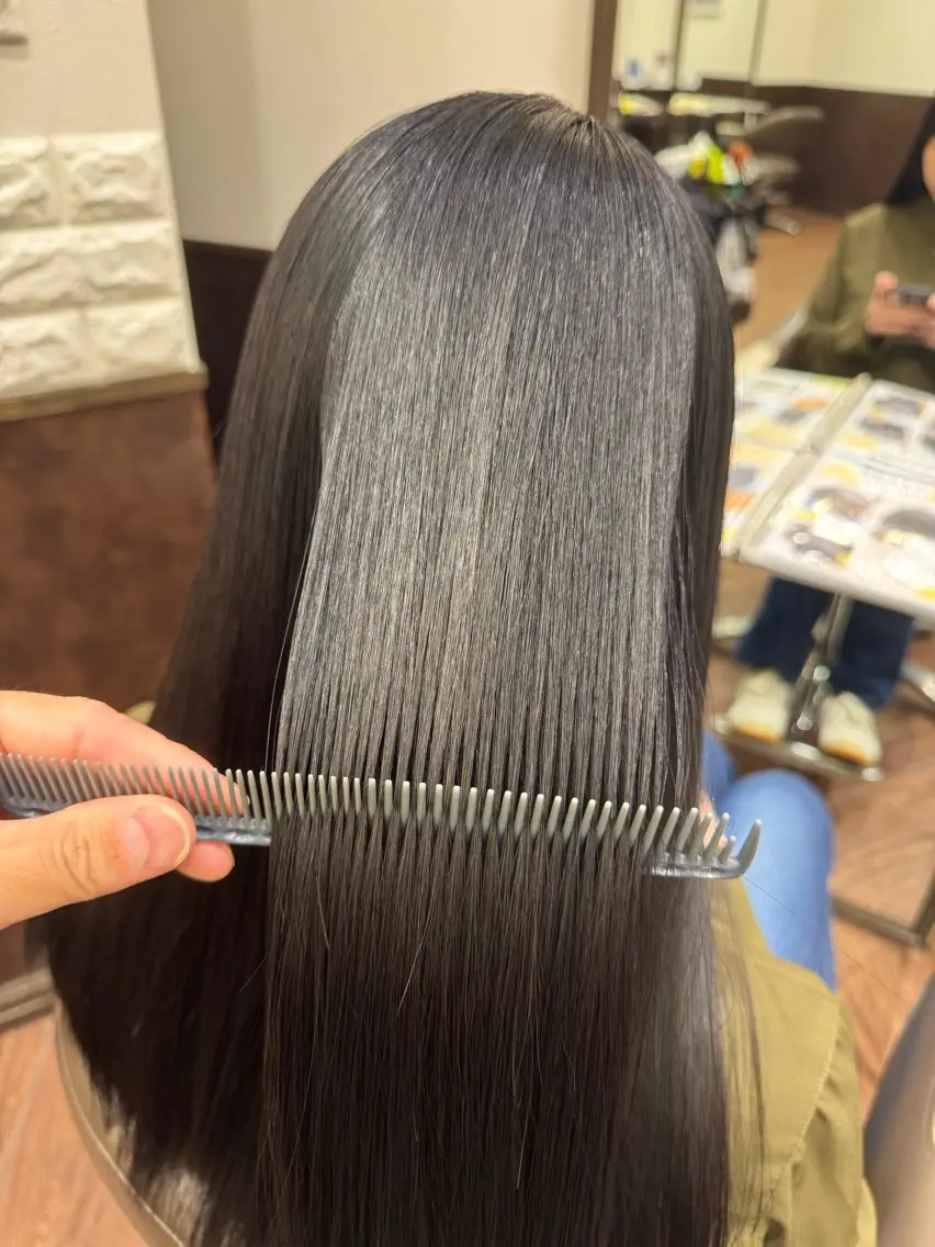 ロング 酸性ストレート 縮毛矯正 稲村 toshiのヘアスタイル