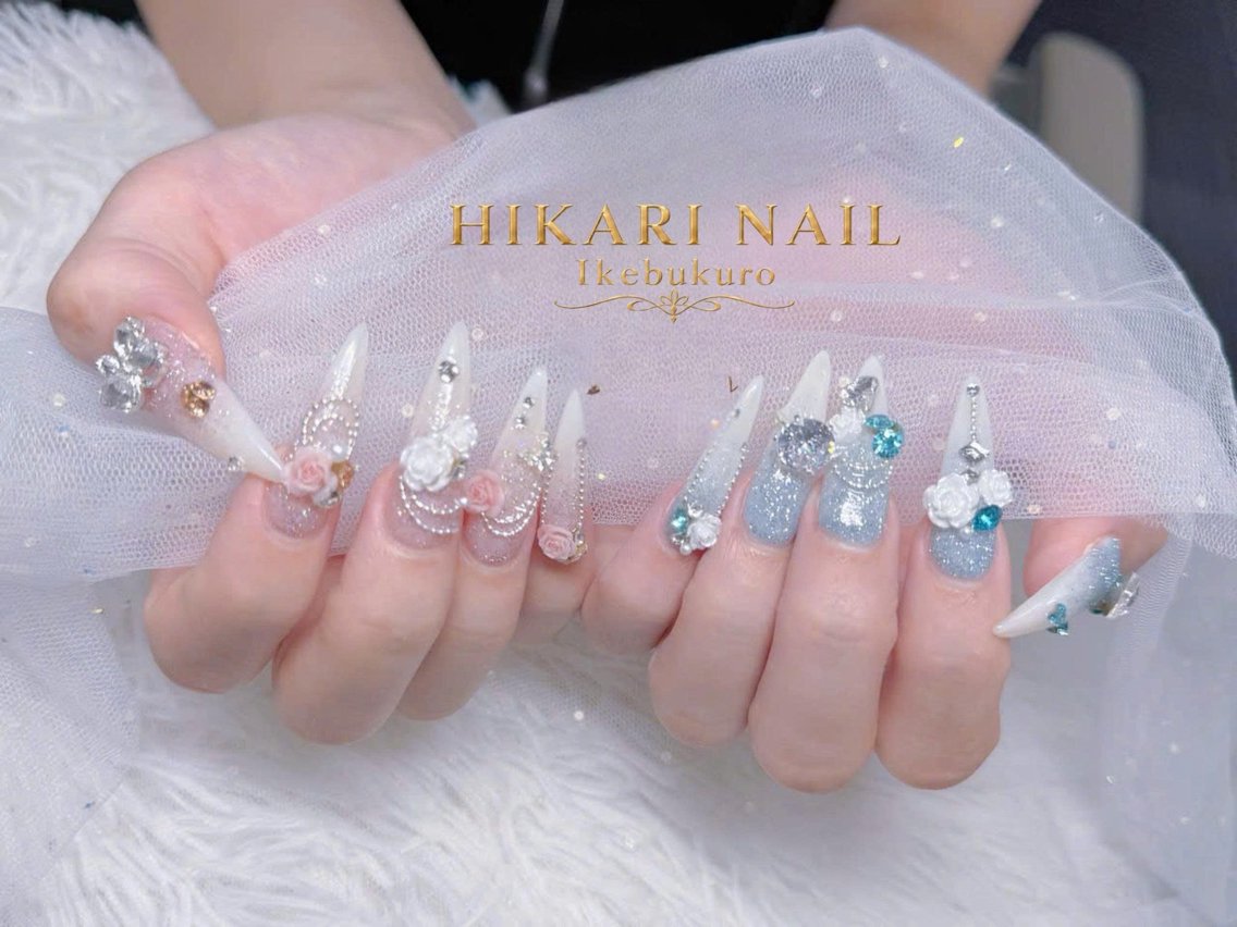 ネイル チークネイル 長さ出し フレンチネイル ガーリー ハロウィン ハンドネイル HikariNail Ikebukuroのネイルデザイン