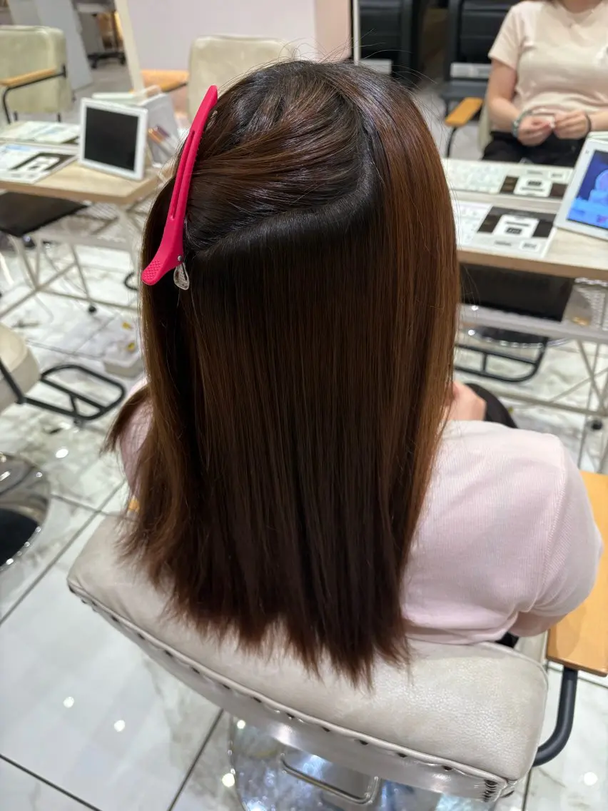 ロング 酸性ストレート 縮毛矯正 yurika🎀 透明感カラー🫧のヘアスタイル