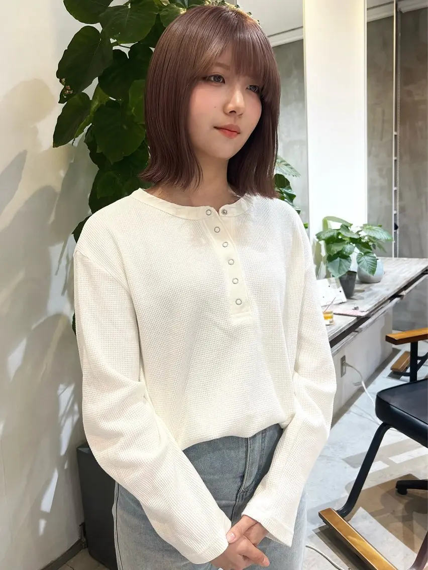 ミディアム ヘアカラー トリートメント カラー/ダブルカラー ブリーチ椿こはなのヘアスタイル