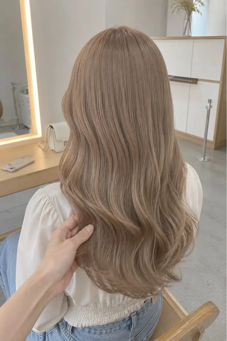 ロング カラー ヘアカラー 韓国×艶ハイトーンが かわいい✨️リオ🍒のヘアスタイル