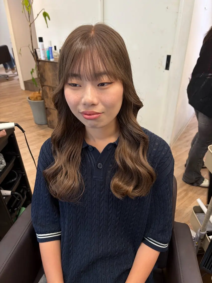 ロング 顔周りカット 似合わせカット 髪質改善/ミディアム 心斎橋/なつみのヘアスタイル
