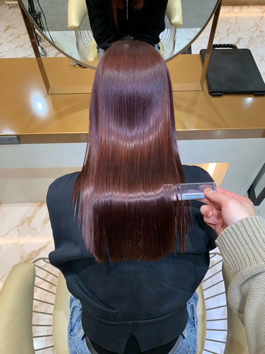 ミディアム カラー パーマ ✨美髪矯正×髪質改善 🍎カイト🍎渋谷のヘアスタイル