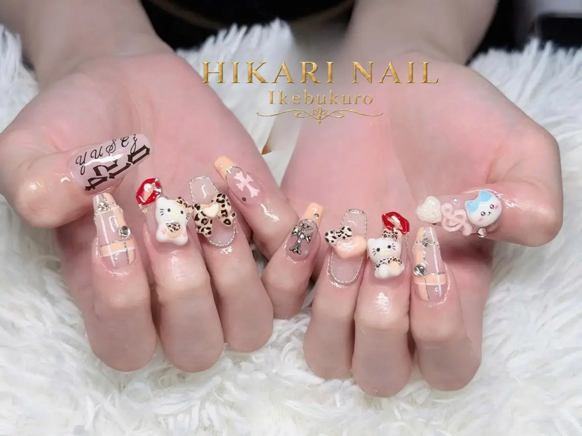 ネイル チークネイル 長さ出し フレンチネイル ガーリー ハロウィン ハンドネイル HikariNail Ikebukuroのネイルデザイン