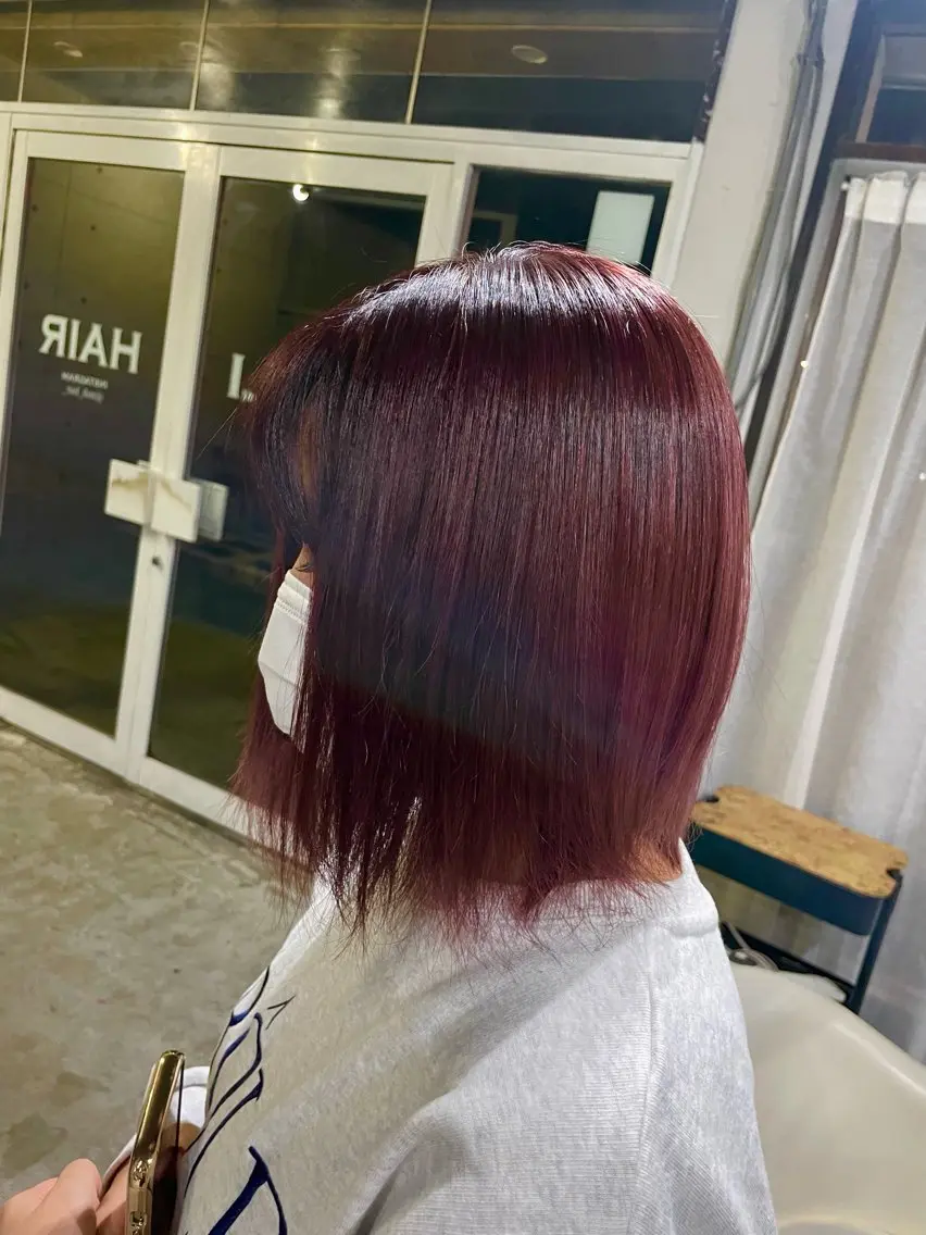 ミディアム レッドブラウン ))カラー特化(( 渡邉 怜のヘアスタイル