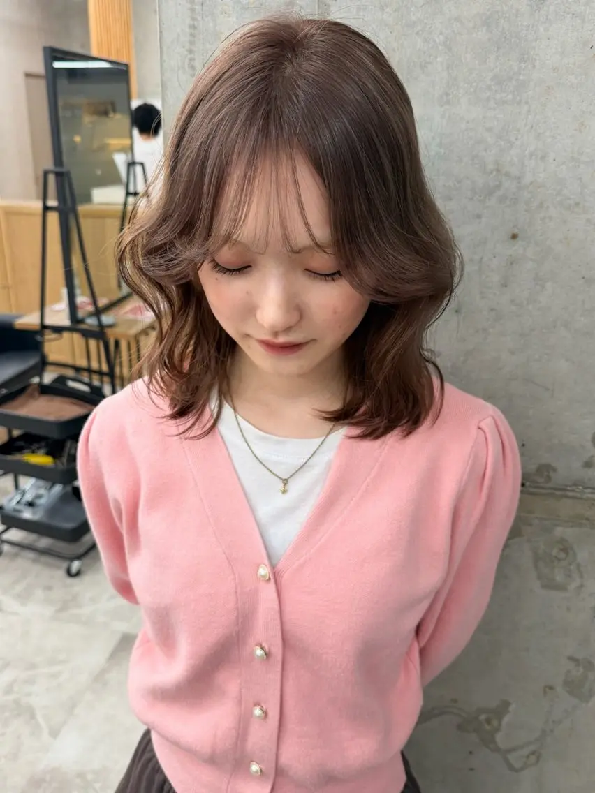 ミディアム カラー ベージュカラー ブリーチ ブラウンカラー ケアブリーチ 透明感カラー ヘアカラー ブリーチ/ベージュ 💕/momoaのヘアスタイル