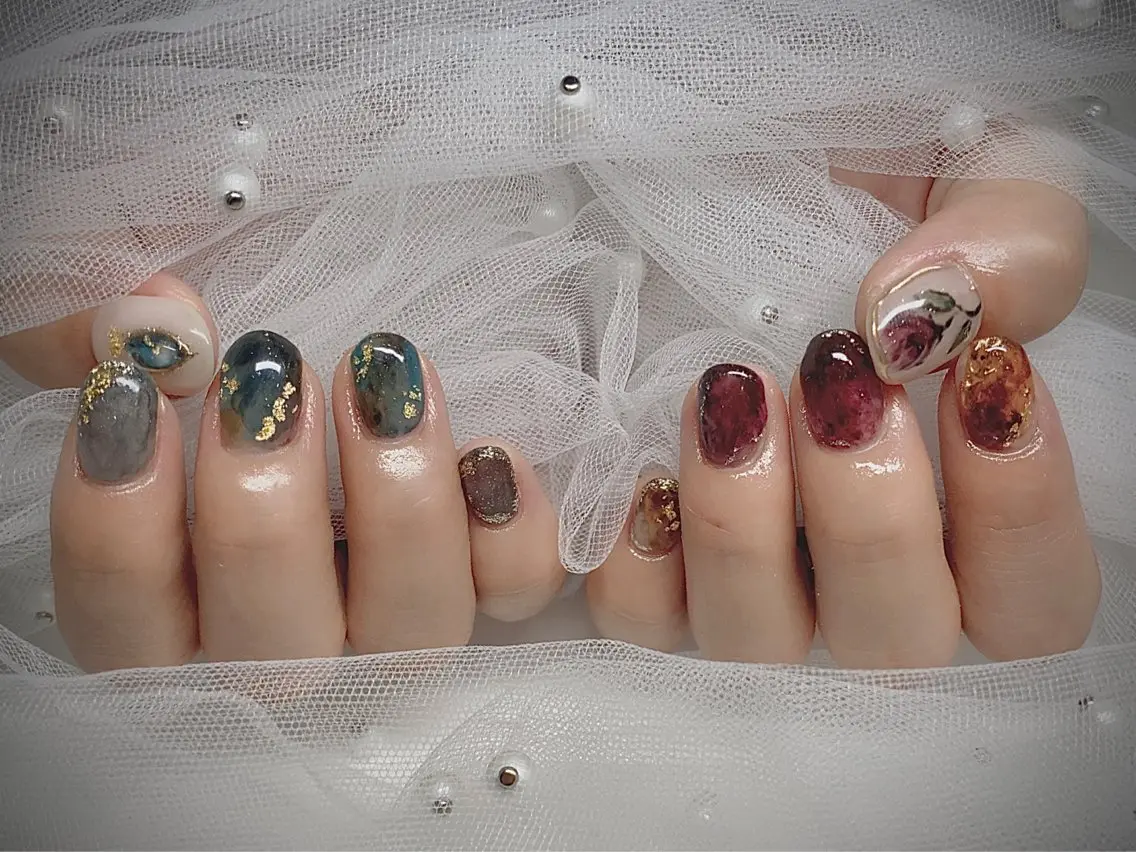 ネイル I-nailロング /ワンホン/キラキラのネイルデザイン