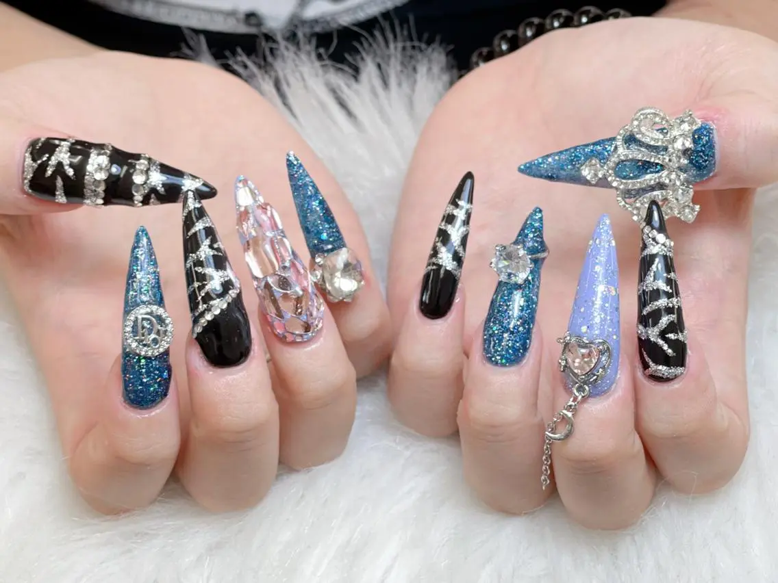 ネイル 成人式 大理石ネイル(マーブル) リボン 夏ネイル ネイルチップ Min Coco nailのネイルデザイン