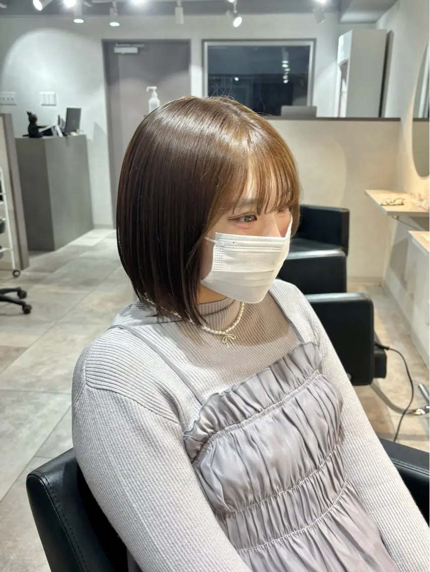 ミディアム 顔まわりレイヤー 韓国風ヘア レイヤーカット 小顔カット ヘアカラー 程塚七海 /韓国風レイヤー🎀のヘアスタイル