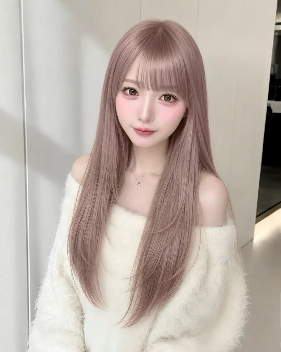 ロング カラー ヘアカラー トリートメント Ryoichi⛓️ 韓国ヘア/ハイトーンのヘアスタイル