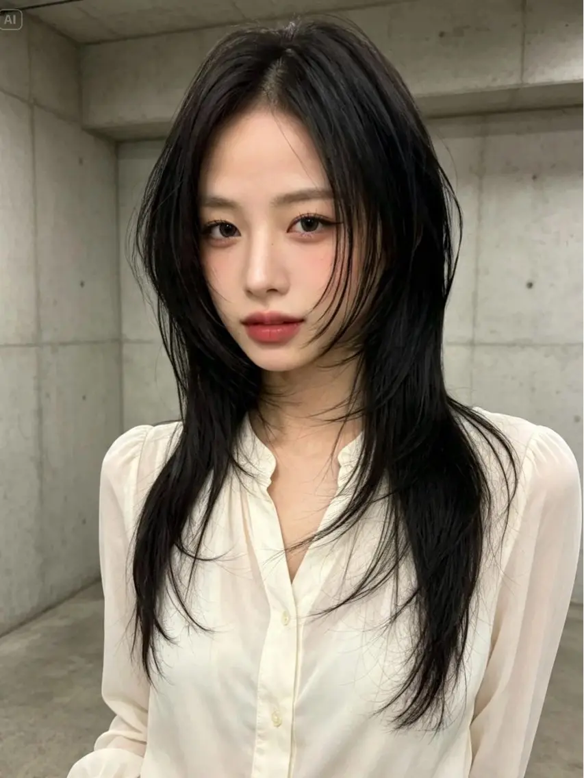 ロング パーマ ロングレイヤー くびれヘア 顔まわりレイヤー 韓国風ヘア レイヤーカット ヘアカラー 韓国レイヤーカット 🫧大阪梅田レイヤーのヘアスタイル