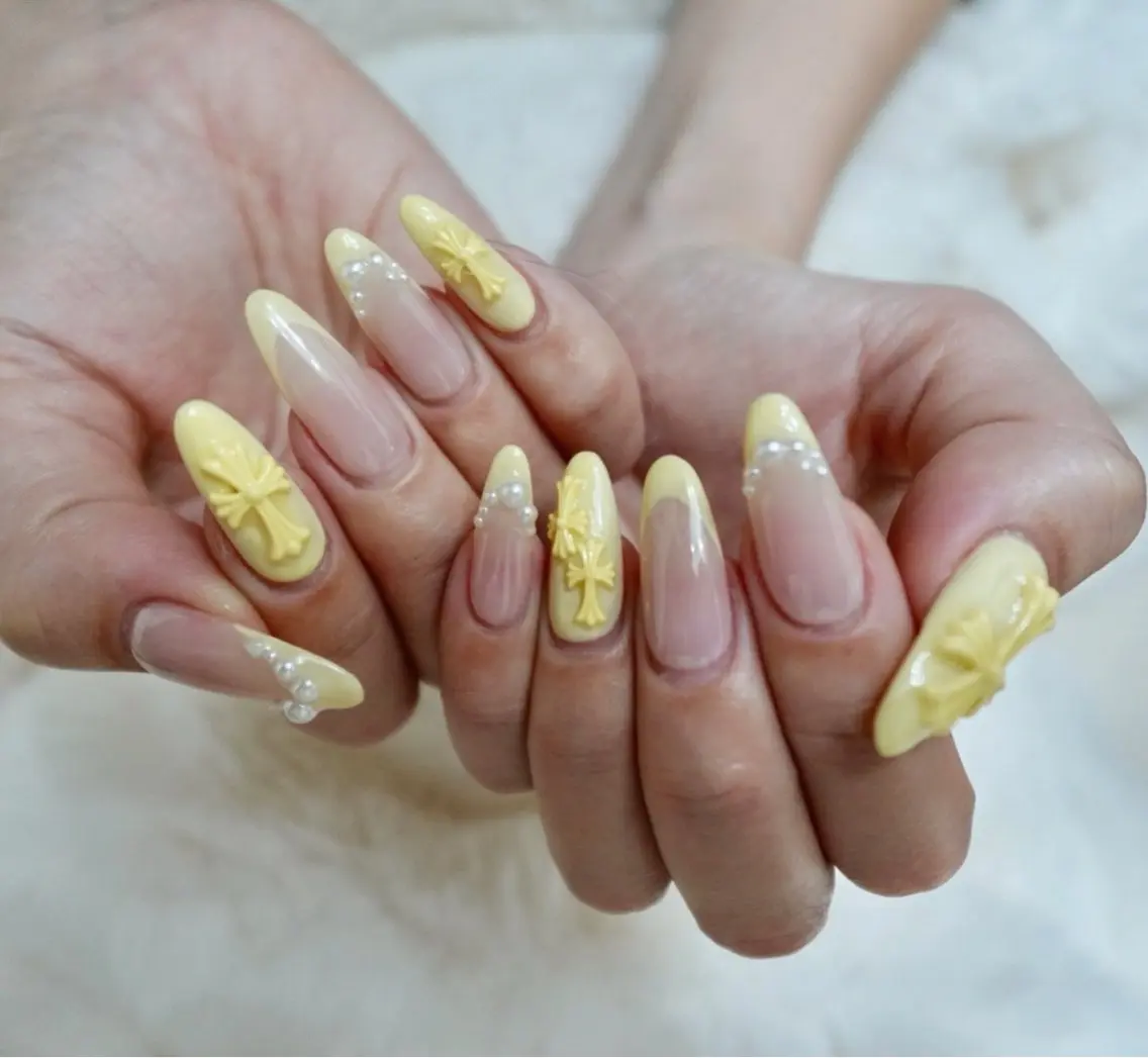 ネイル 黄色 ハンドネイル calm nailのネイルデザイン