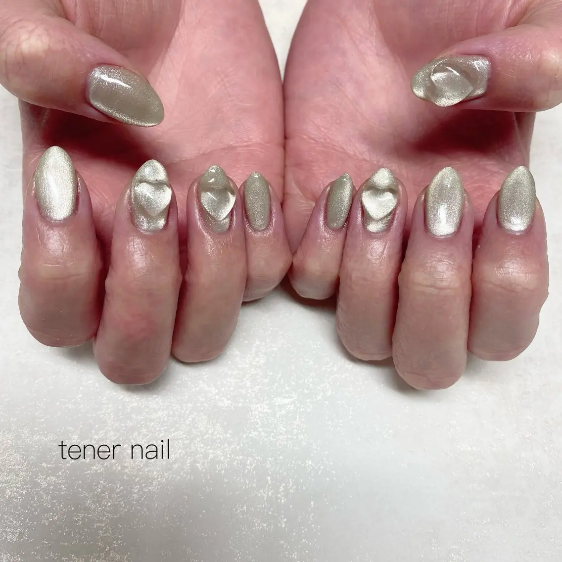 ネイル ハート マグネットネイル ぷっくりネイル ハンドネイル テネルネイル tener nailのネイルデザイン