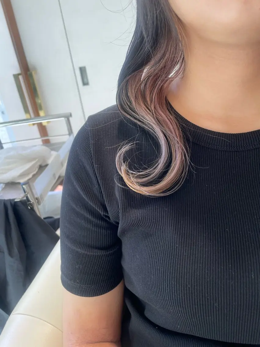 セミロング カラー ベージュカラー ブリーチ ホワイトベージュ ヘアカラー 福田千尋/インナー カラー/縮毛矯正のヘアスタイル