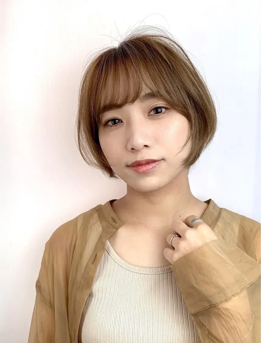 ショート カラー ショートボブ ハイライトカラー ボブ ハイライト ショートヘア 縄 勇希のヘアスタイル