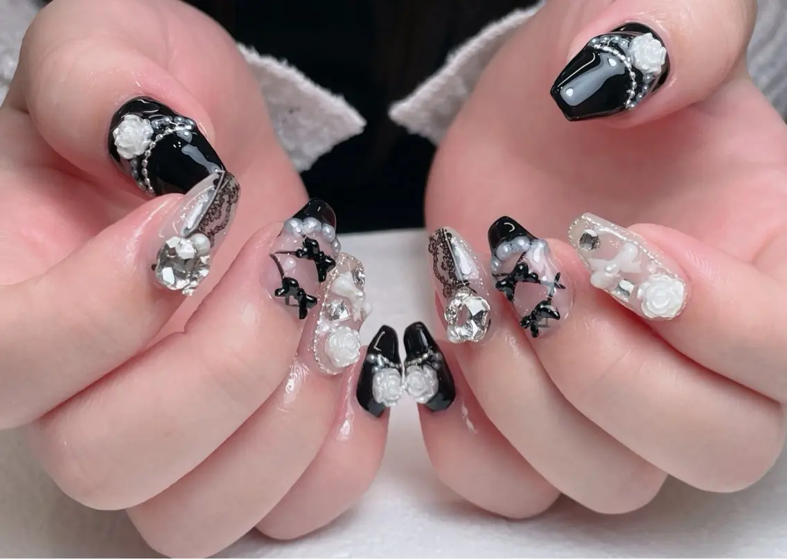 ネイル 長さ出し フレンチネイル ジェルネイル ガラスフレンチ 韓国ネイル 中野駅から2分 MEO NAILのネイルデザイン