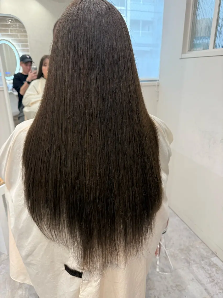 ロング カット 縮毛矯正 ボブ、レイヤー、 ハイトーン、古淵のヘアスタイル
