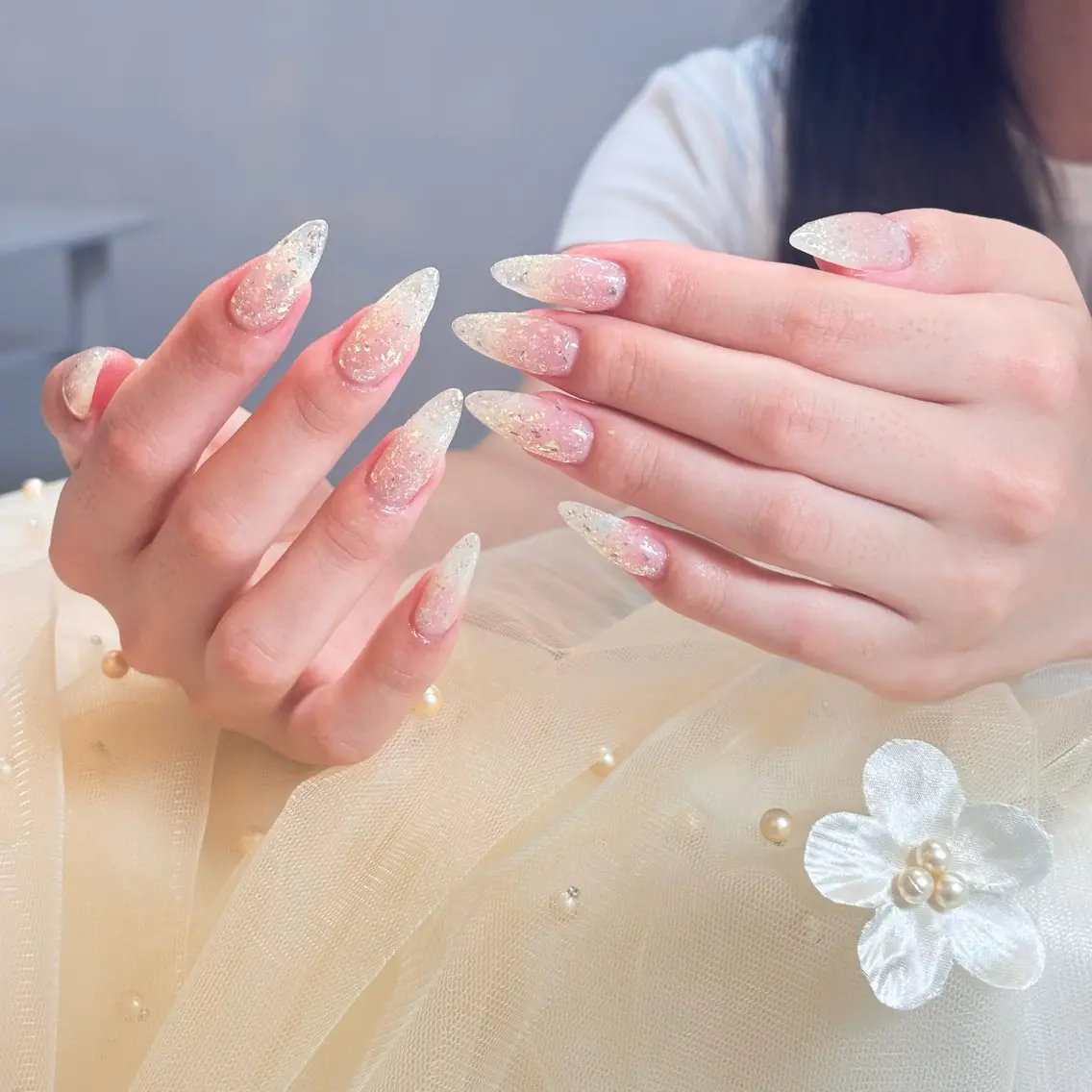 ネイル 桜ネイル 長さ出し フレンチネイル 韓国ネイル マグネットネイル ハンドネイル Kiwami nailsalonのネイルデザイン