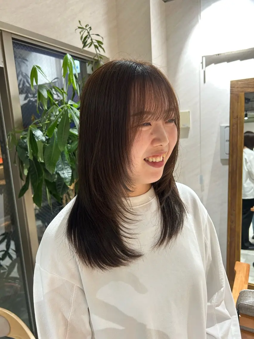 ミディアム カラー カット ヘアカラー トリートメント ヘアセット 🌷横浜/レイヤー /艶カラー🌷のヘアスタイル