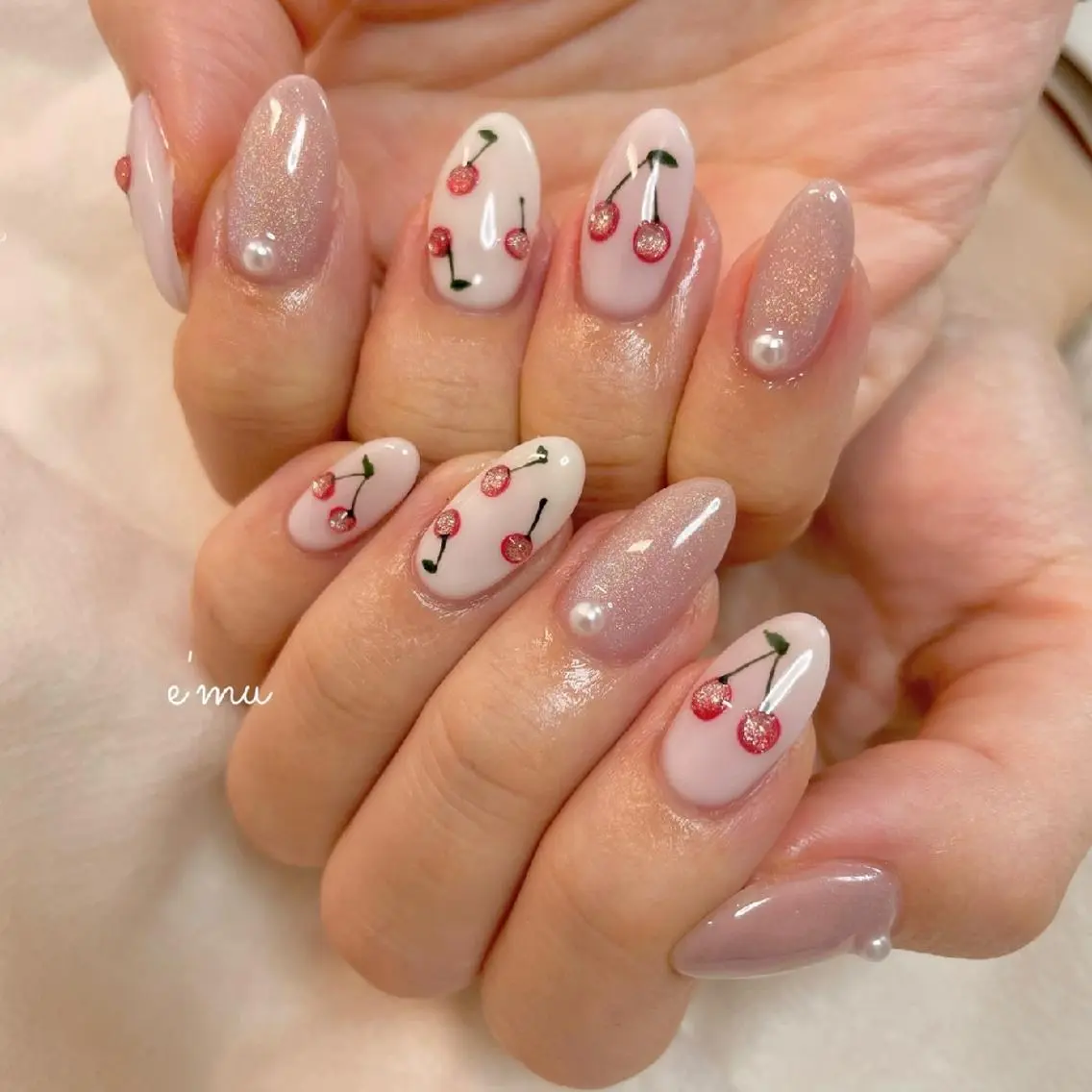 ネイル マグネットネイル ピンク 春ネイル nail salon e'mu💐のネイルデザイン