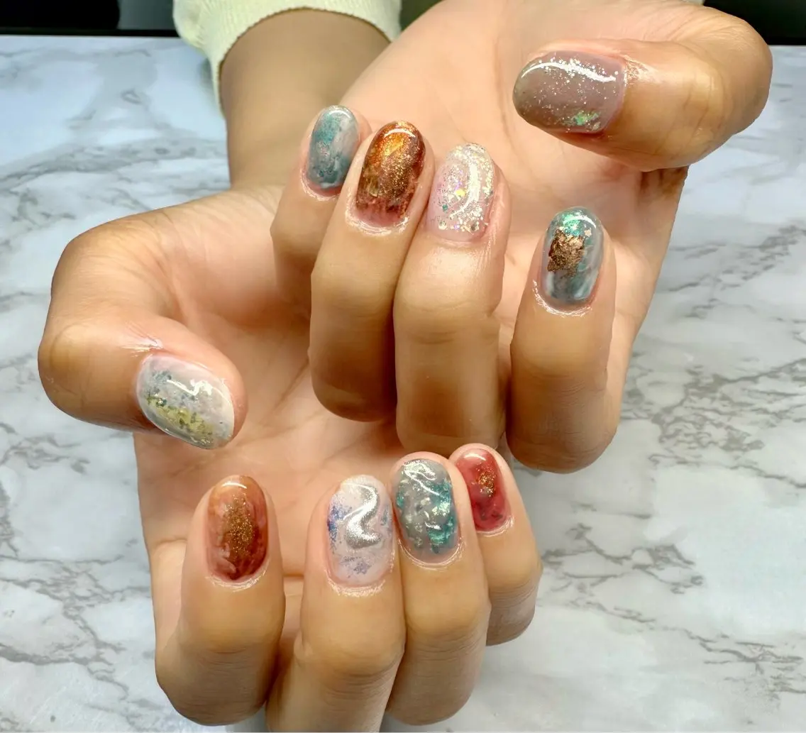 ネイル アートネイル ミラーネイル ニュアンスネイル Mai’s nailのネイルデザイン