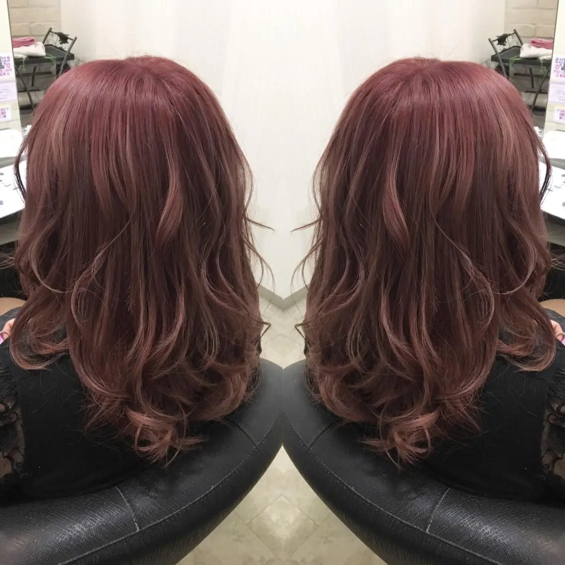 セミロング カラー ピンクカラー カット ヘアカラー トリートメント 💓シールエクステ ルミエールのヘアスタイル