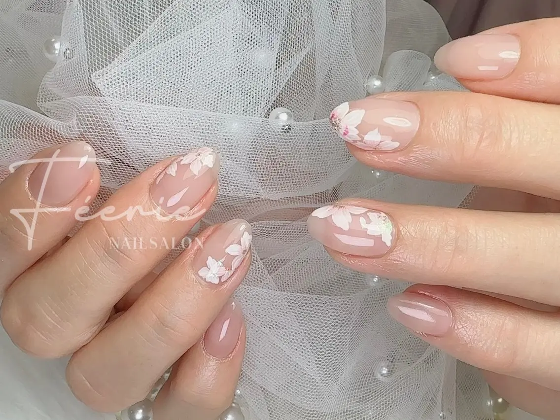 ネイル クリアネイル フットネイル フレンチネイル ジェルネイル 韓国ネイル ハンドネイル ハンドケア nail salon Feerieのネイルデザイン