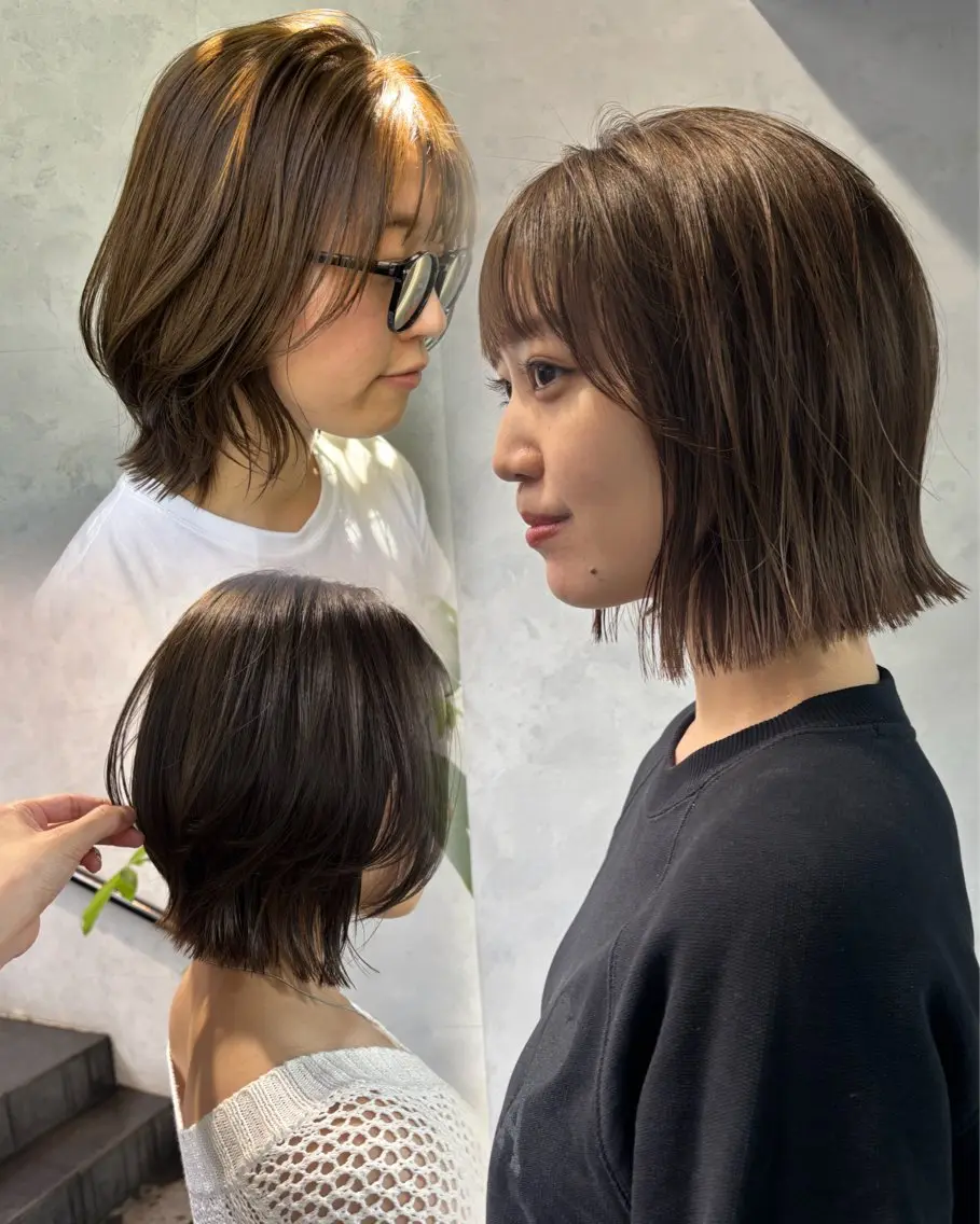 ショート ボブレイヤー ボブ くびれヘア レイヤーカット カット ボブ×レイヤーカット 透明感カラー/Fuuのヘアスタイル