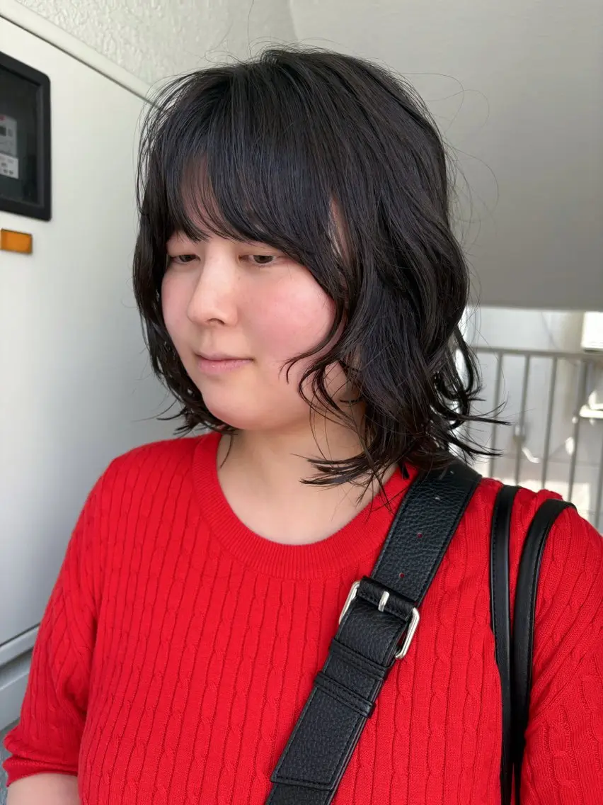 ショート カラー パーマ パーマ レイヤーカット🍏 オリーブ/ののかのヘアスタイル