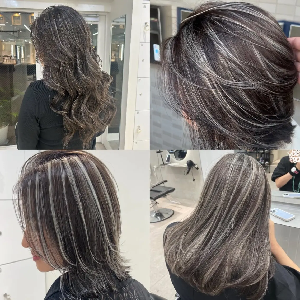 ロング カラー グレージュ ハイライトカラー ハイライト カット ヘアカラー トリートメント 表参道/ハイライト バレイヤージュのヘアスタイル