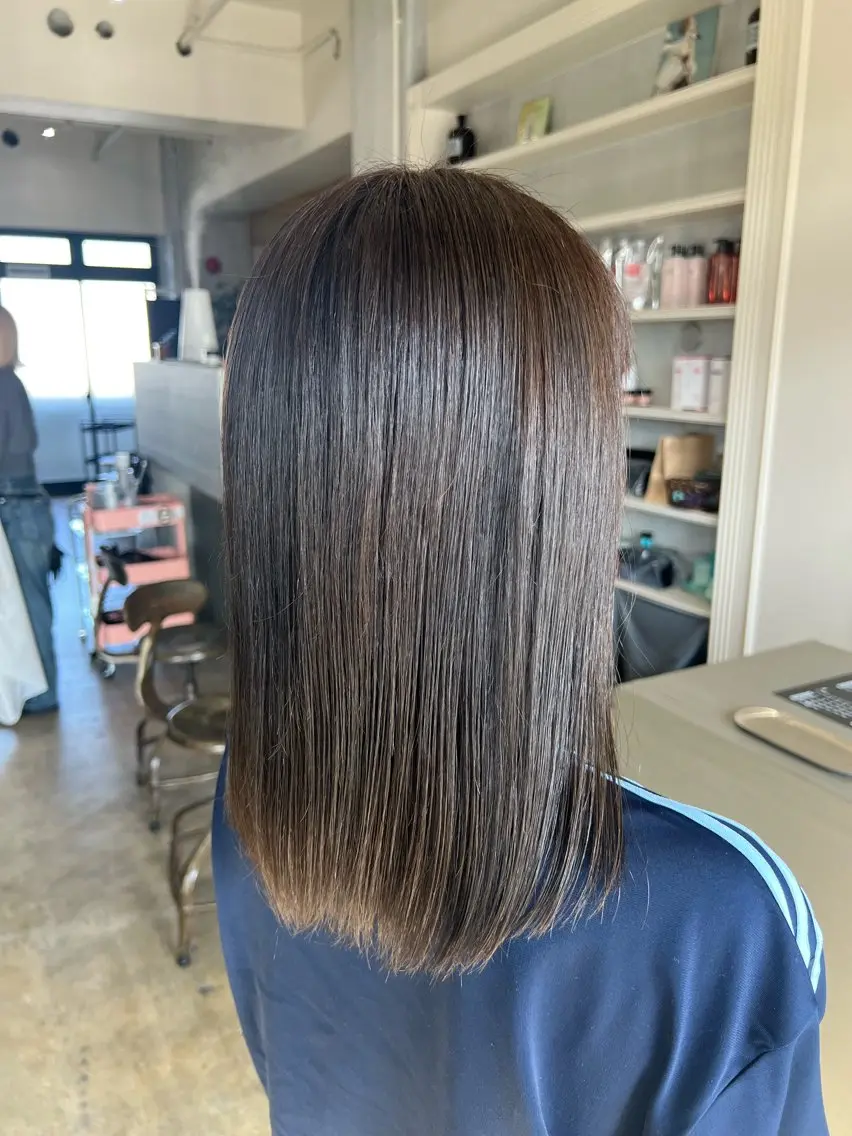 セミロング カラー グレージュ オリーブグレージュ オリーブグレー カット ヘアカラー 🌱髪質改善×艶髪 🌱【天神美容室】のヘアスタイル