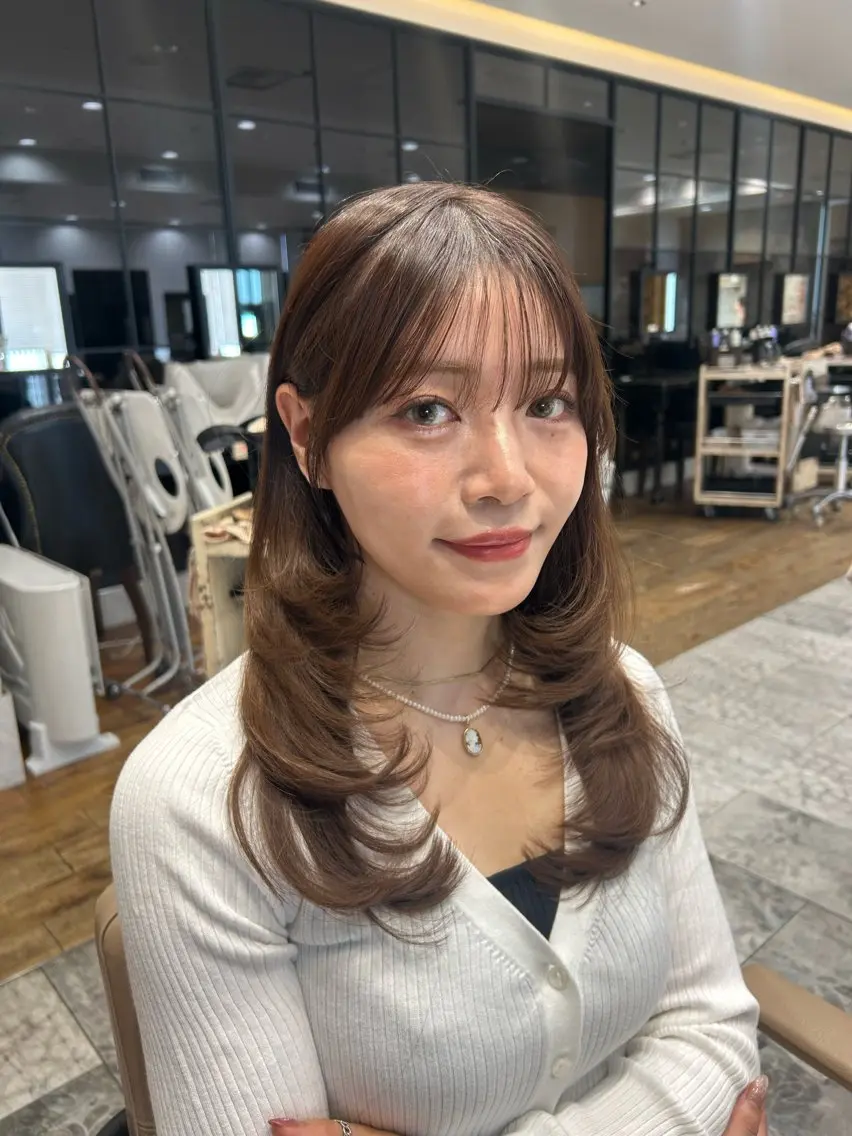 ロング カット ヘアカラー トリートメント 🎀大竹美侑/顔まわ りカット/レイヤーのヘアスタイル