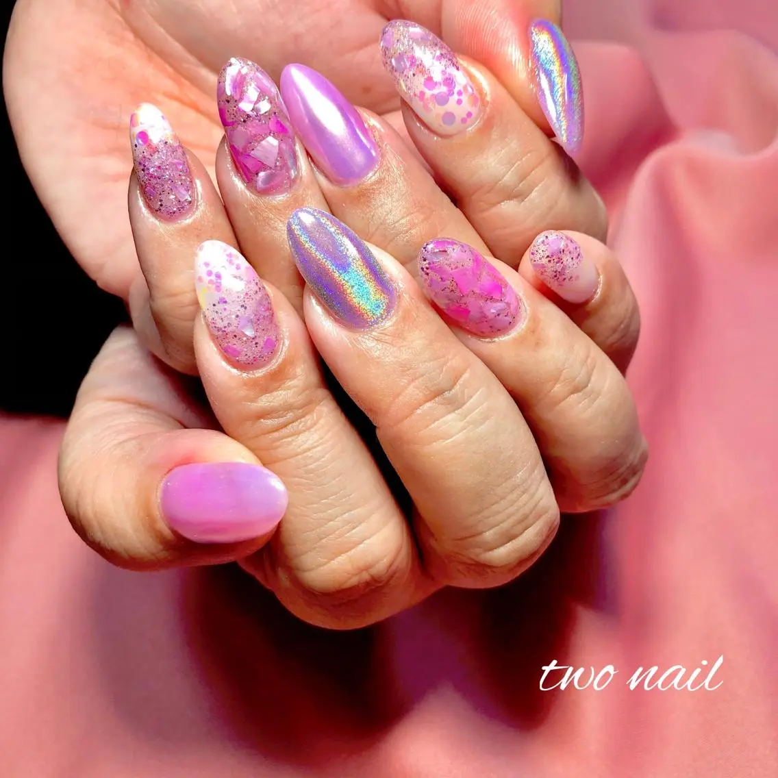 ネイル アートネイル フットネイル ハート ニュアンスネイル ホワイト two nailのネイルデザイン