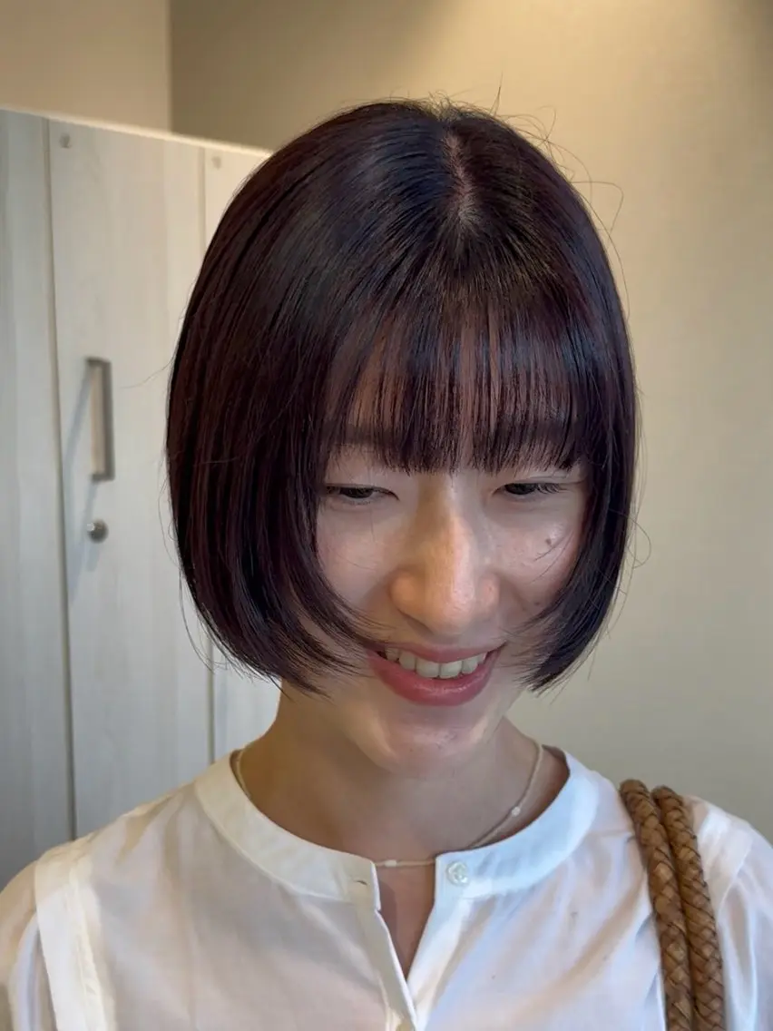 ショート カラー ボブレイヤー ボブ レイヤーカット カット ヘアカラー トリートメント 𝘀𝗮𝗲 ⑅*/ 艶髪/ショートボブのヘアスタイル